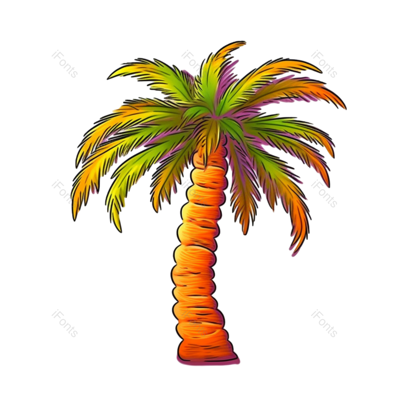 卡通图片,树木元素,椰子PNG,椰子树免抠素材